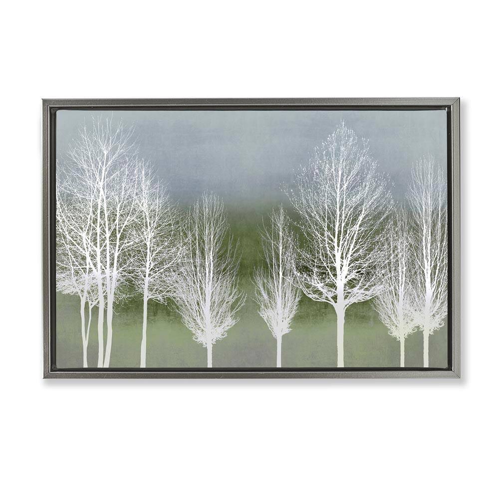 White Tree Impressions by Kate Bennett Gray Floater Frame Nature Graphic Art Print 21 in. x 31 in. price history on PriceWatchPro