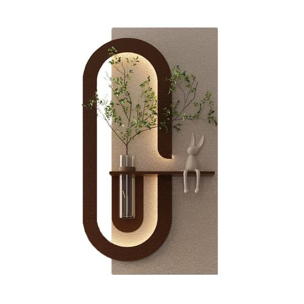 Avex 1-piece Sandstone Unframed with LED Light and Simulated Green Plants Abstract Wall Art 47.24 in. x 23.62 in.