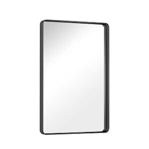 20 in. W x 30 in. H Modern Rectangular Aluminum Framed Wall Bathroom Vanity Mirror in Black