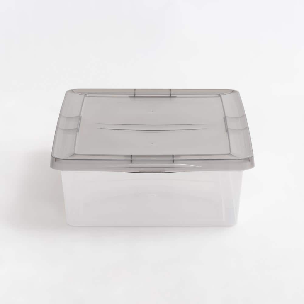 Clear Stackable Plastic Underbed Storage Bins with Lids, Set of 6