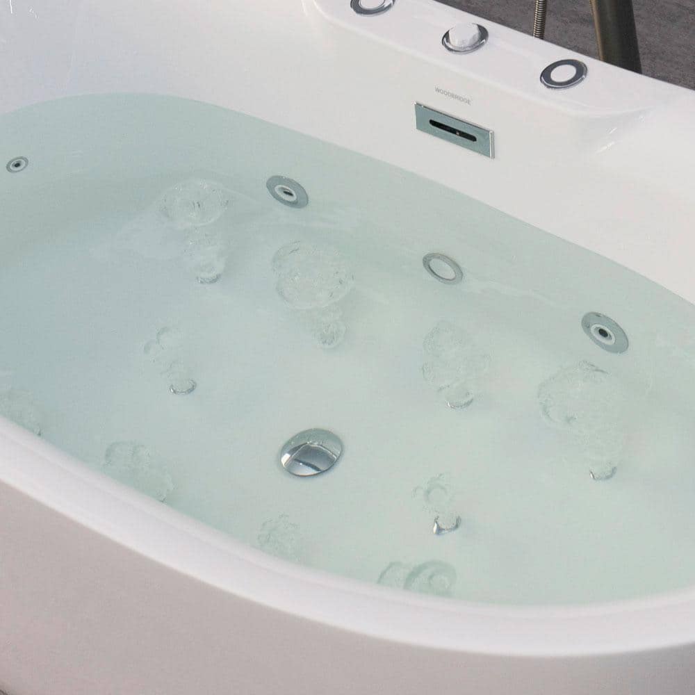 71'' White Acrylic Freestanding Double Slipper Bathtub with Jets