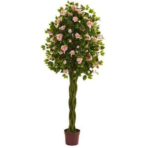 6 in. Rose Artificial Tree with Woven Trunk