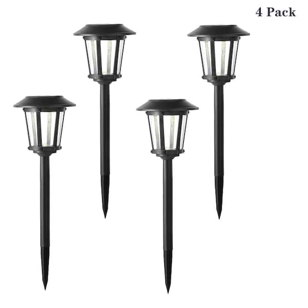 Hampton Bay Old World Gray Integrated LED Outdoor Solar Path Light (4-Pack)