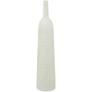 36 in. White Grooved Metal Decorative Vase