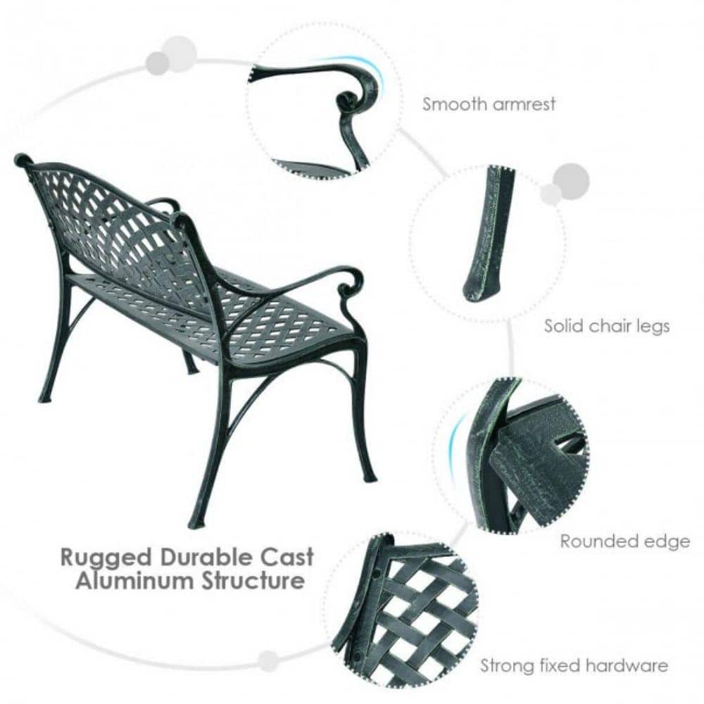 Ancient Green 40" Aluminum Classic Outdoor Garden Bench