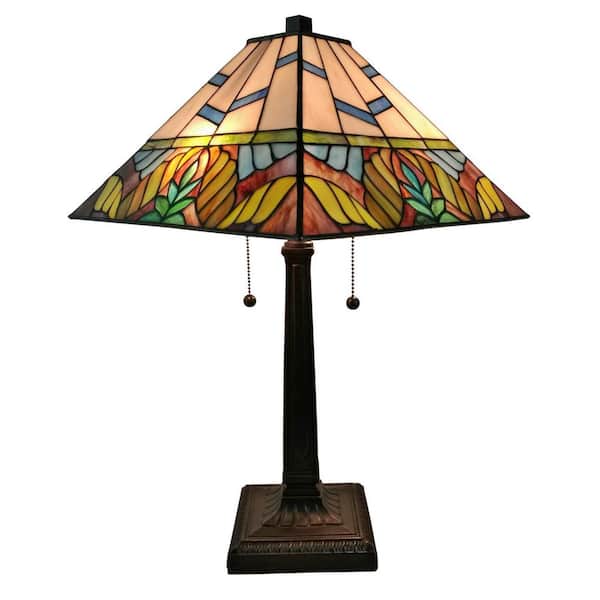 Amora Lighting 22 in. Multicolored Tiffany Style Multi Color Mission Table Lamp