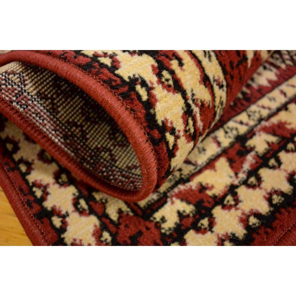 Handmade Red Synthetic Rectangular Stain-resistant Rug
