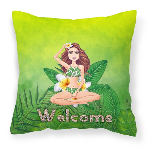 Caroline's Treasures 14 in. x 14 in. Multi-Color Lumbar Outdoor Throw Pillow Welcome Lady in Bikini Summer