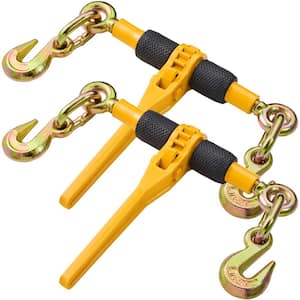 Ratchet Chain Binders, 1/4 in.-5/16 in., 2600 lbs. Safe Working Load, 2 Pack Load Binder with 2 Grab Hooks, Tie Downs