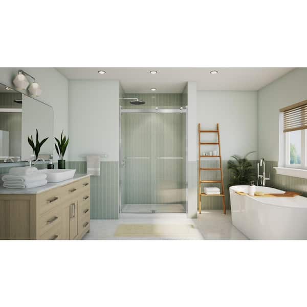 Essence-H 44 to 48 in. x 76 in. Semi-Frameless Bypass Sliding Shower Door in Chrome with Clear Glass