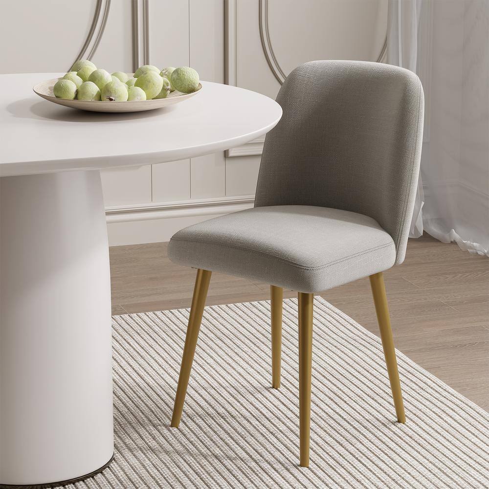 Courtelle's Upholstered Modern Grey Dining Chairs with Gold Leg (Set of