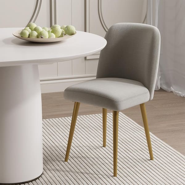 Dovelina Courtelle's Upholstered Modern Grey Dining Chairs with Gold Leg (Set of 2)
