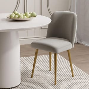 Courtelle's Upholstered Modern Grey Dining Chairs with Gold Leg (Set of 2)