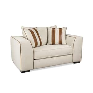 Marissa Light Beige Polyester Fabric Boucle Arm Chair Sofa With Reversible Cushions