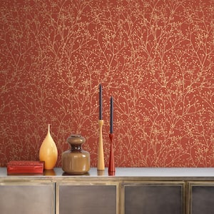 Clarissa Hulse Gypsophila Paprika and Gold Removable Wallpaper