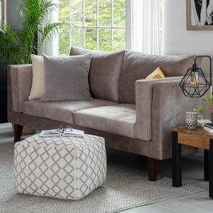South Grand Ivory 22 in. x 22 in. x 16 in. Ivory and Gray Pouf