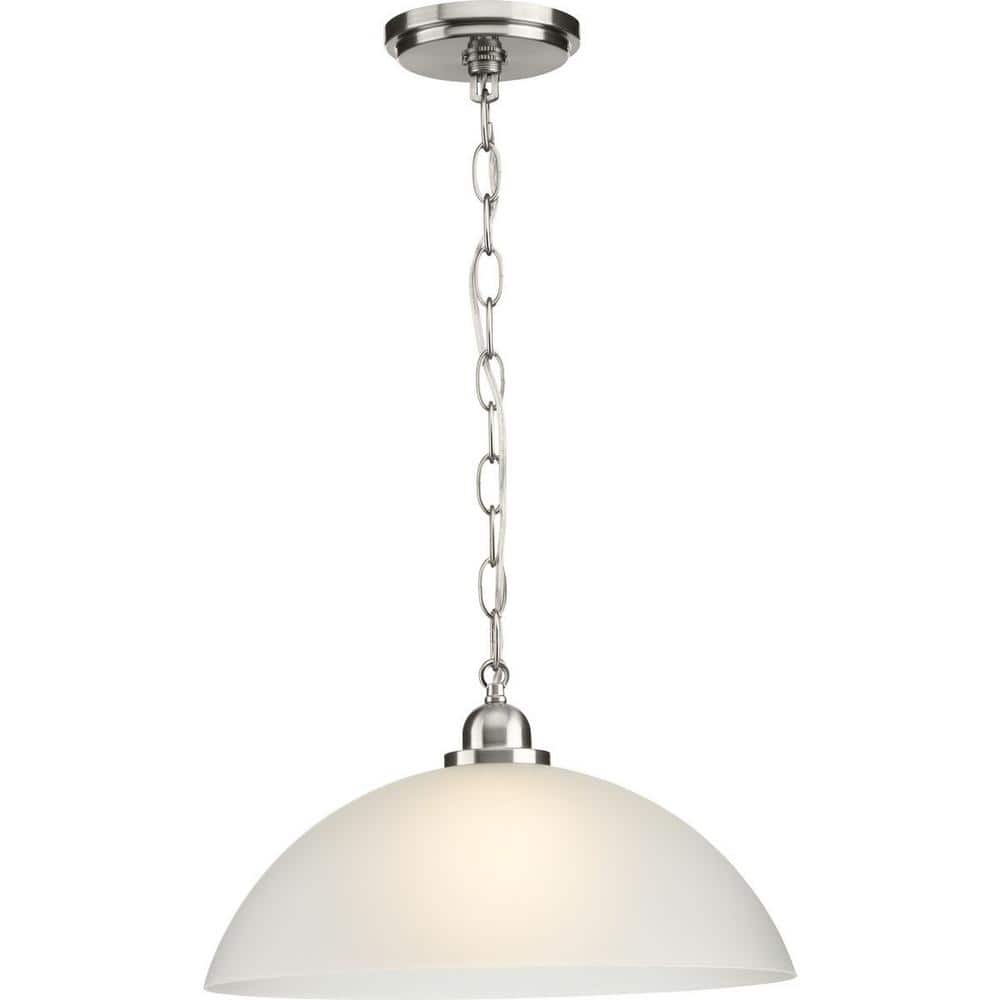 Nickel Etched Glass Dome Pendant Light with Bowl Shade
