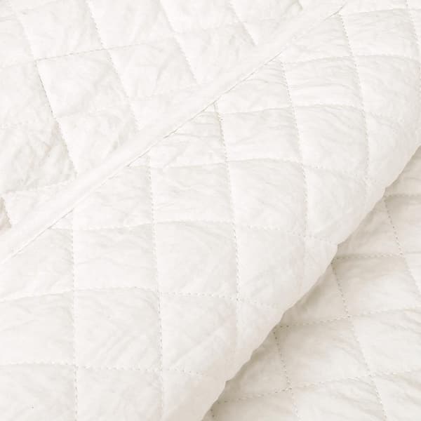 Ava Diamond Oversized Cotton Quilt White 3-Piece Full/Queen Set