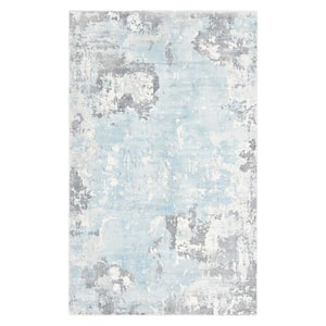 Denali Contemporary Abstract Cream 5 ft. x 8 ft. Hand-Knotted Area Rug