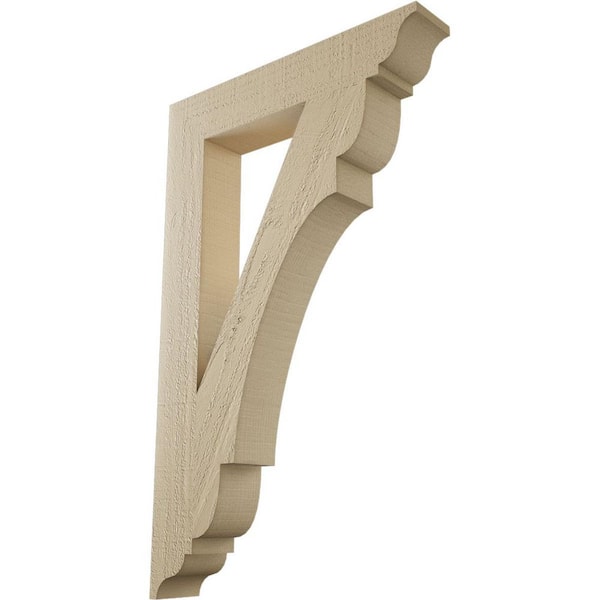Ekena Millwork 3.5 in. x 32 in. x 20 in. Olympic Traditional Rough Cedar Woodgrain Timberthane Polyurethane Bracket, Primed Tan