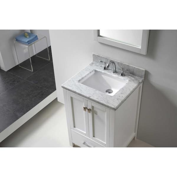 Virtu Usa Ine Avenue 25 In W Bath Vanity White With Marble Top Square Basin Gs 50024 Wmsq Wh Nm - 25 Inch Deep Bathroom Vanity Top