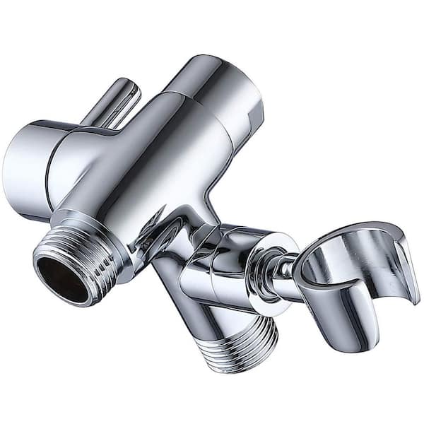 Numhew 1-Piece Solid Metal Shower Arm Diverter with Hold in Silver, G 1/2 3-Way Bathroom Universal Diverter System Replacement