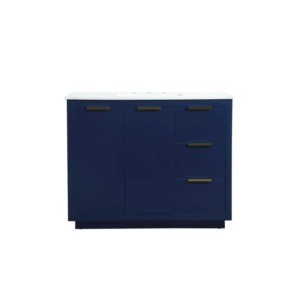 Timeless Home 42 in. W Single Bath Vanity in Blue with Engineered Stone Van