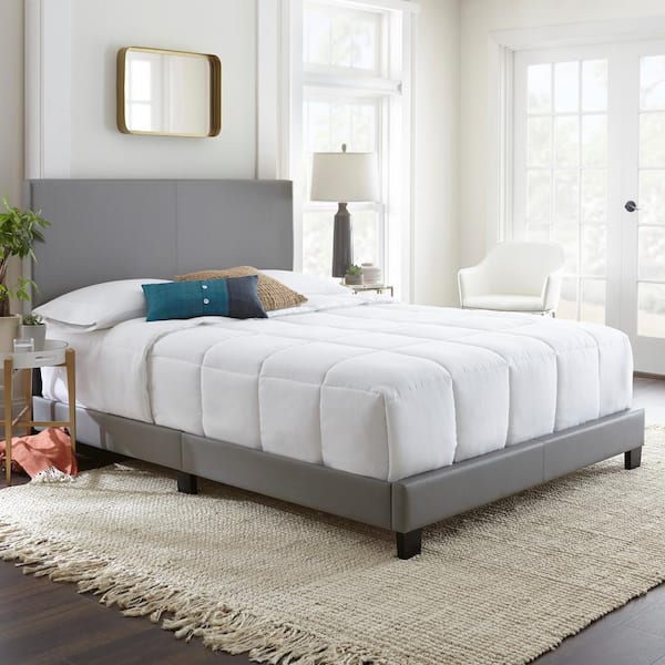 Boyd Sleep Florence Upholstered Faux Leather Platform Bed, Full, Gray