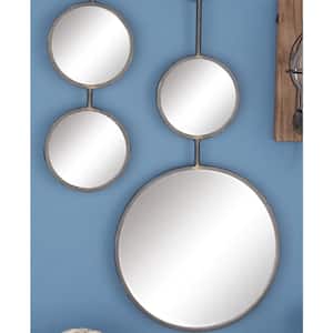 32 in. x 16 in. Hanging Round Framed Black Wall Mirror (Set of 4)
