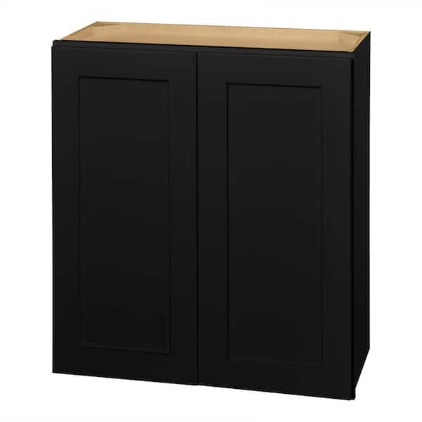 Avondale 27 in. W x 12 in. D x 42 in. H Ready to Assemble Plywood Shaker Wall Kitchen Cabinet in Raven Black