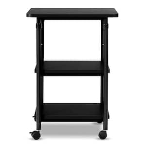 3-Tier Adjustable Rolling Under Desk Printer Cart with 3 Storage Shelves Printer Stand for Home Office Black
