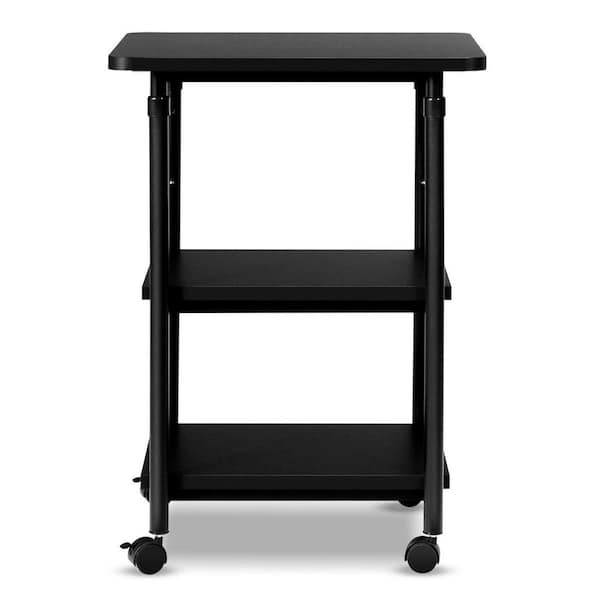 HONEY JOY 3-Tier Adjustable Rolling Under Desk Printer Cart with 3 Storage Shelves Printer Stand for Home Office Black