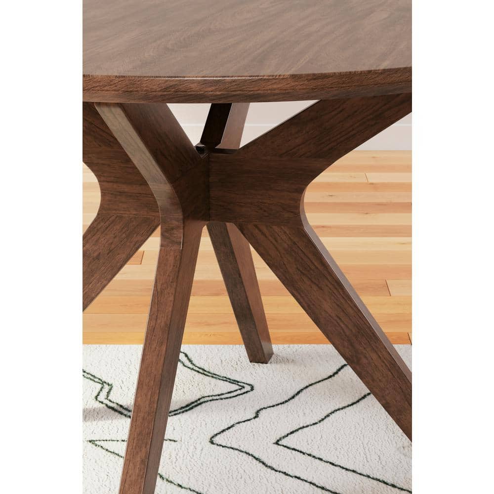 Brown Round Extendable Wood Dining Table