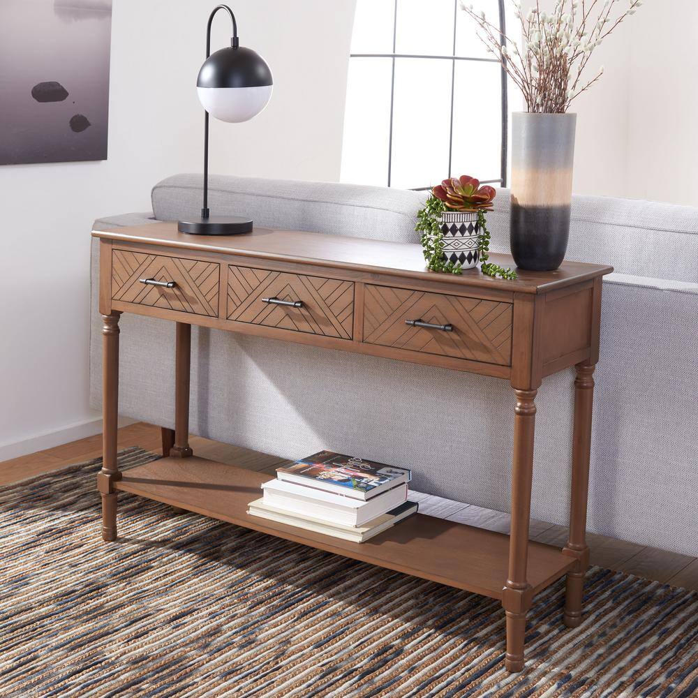 Peyton 47.3 in. Brown Rectangle Wood Console Table with Drawer
