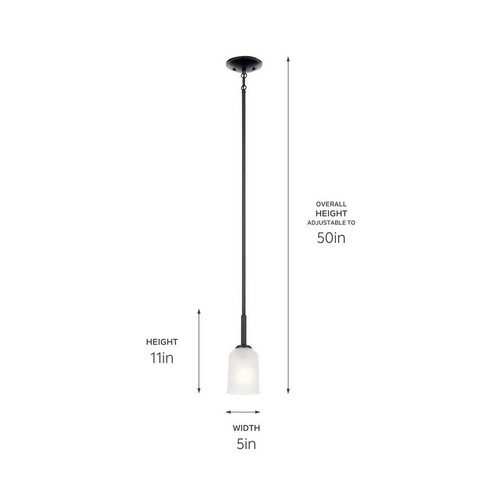 Shailene Sleek Black and Satin Etched Glass 1-Light Mini Pendant