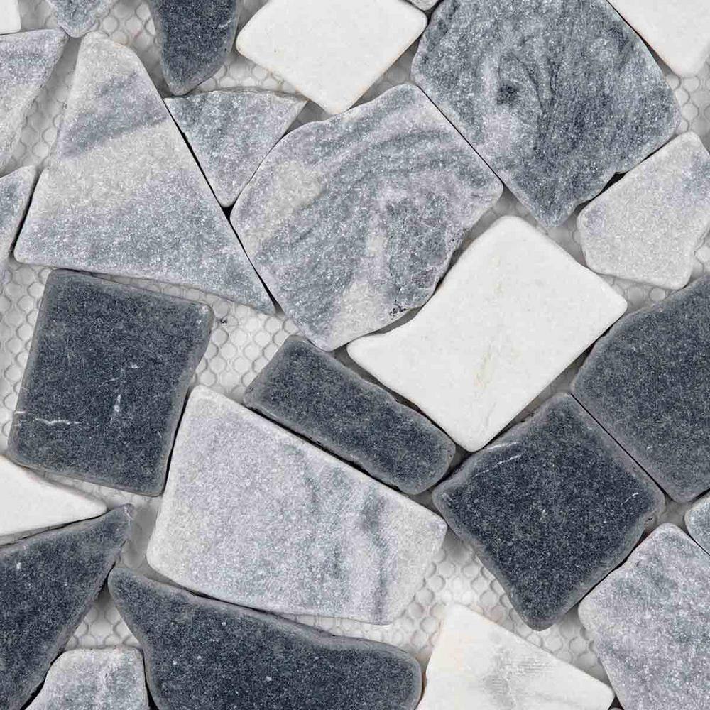Marble Tumbled Pebble Mosaic Tile White and Gray 12 in. x 12 in. Sample price history on PriceWatchPro