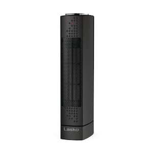 1500-Watt 14 in. Black Electric Tower Tabletop Ceramic Space Heater with 2-Speeds, Adjustable Thermostat and Oscillation
