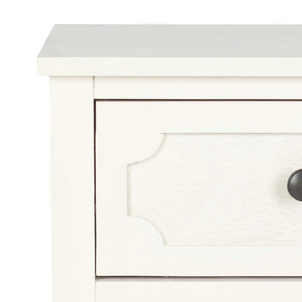 Rosaleen White Transitional 3-Drawer Pine Wood Side Chest