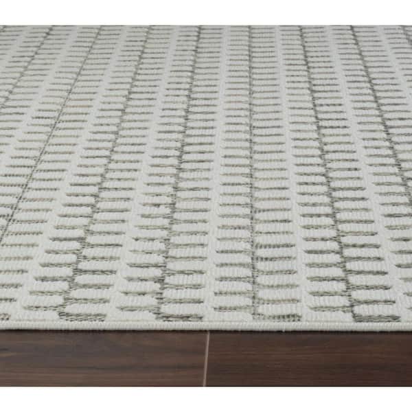 Cream, Beige 2 ft. x 10 ft. Woven Geometric Polypropylene Runner Indoor/Outdoor Area Rug