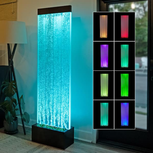 72 in. H Indoor Bubble Wall Fountain with Color-Changing LED Lights and Remote, Black