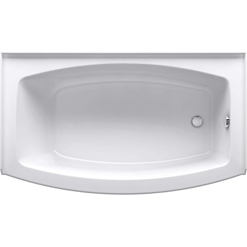 White 60" Acrylic Curved Alcove Soaking Bathtub