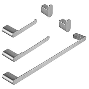 5-Piece Bath Hardware Set with Towel Bar Towel Hook Toilet Paper Holder in Brushed Nickel