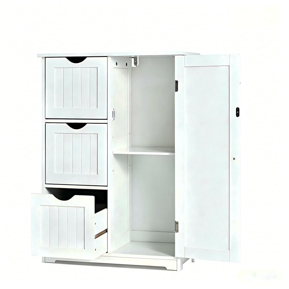 Bathroom Floor Storage Cabinet with 3 Drawers and 1 Cupboard