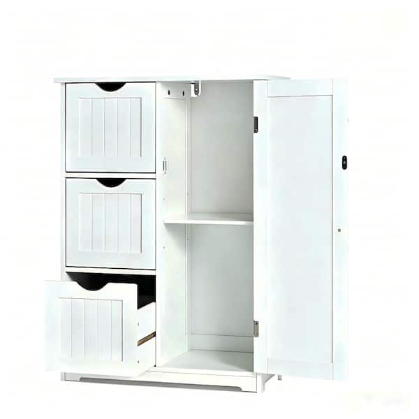 Bathroom Floor Storage Cabinet with 3 Drawers and 1 Cupboard