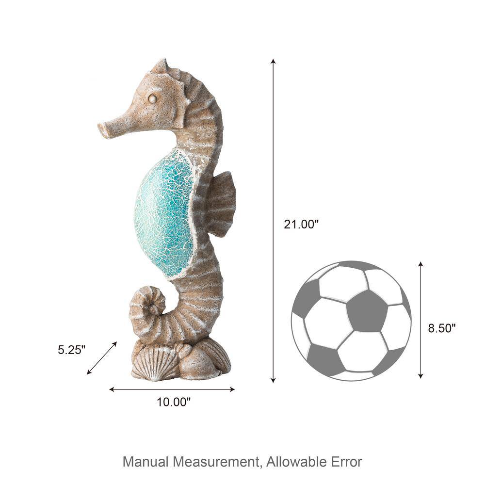 21" Faux Granite and Mosaic Marine Sea Horse Sculpture
