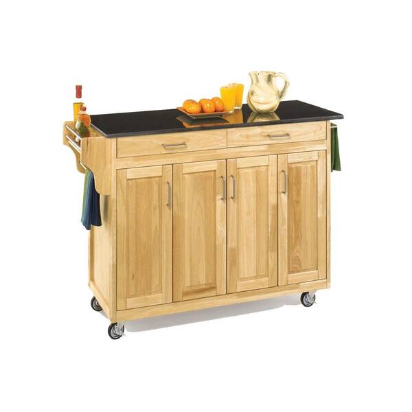 Homestyles Create A Cart Natural Kitchen Cart With Black Granite Top 9200 1014 The Home Depot