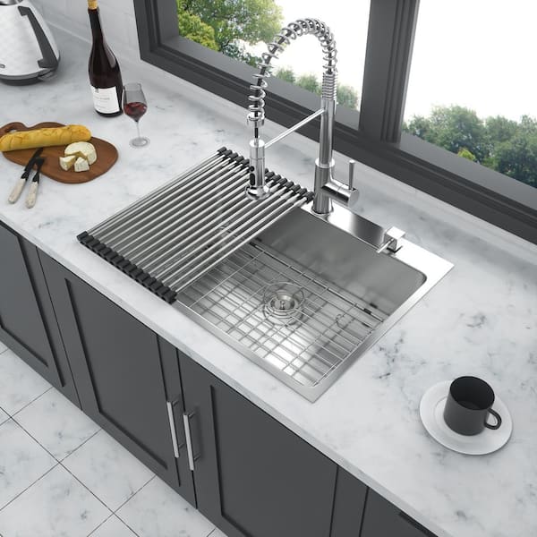 Stainless Steel 25 in. Silver Single Bowl Undermount 18