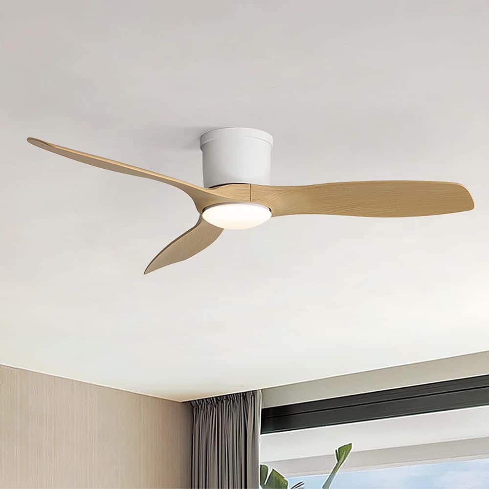 52 in. Integrated LED Indoor Flush Mount Oak 3 ABS Blades Standard Ceiling Fan with Dimmable Light, Remote 6-Speed price history on PriceWatchPro