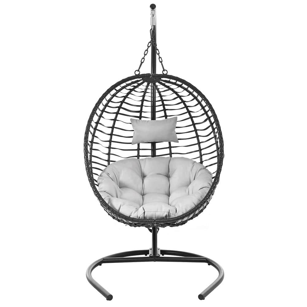 37.8 in. 1-Person Black and Gray Patio Swing with Adjustable Anti-Slip Feet price history on PriceWatchPro