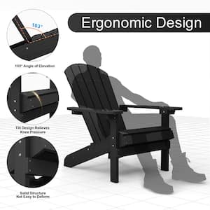 Classic Black Plastic Outdoor Patio Adirondack Chair